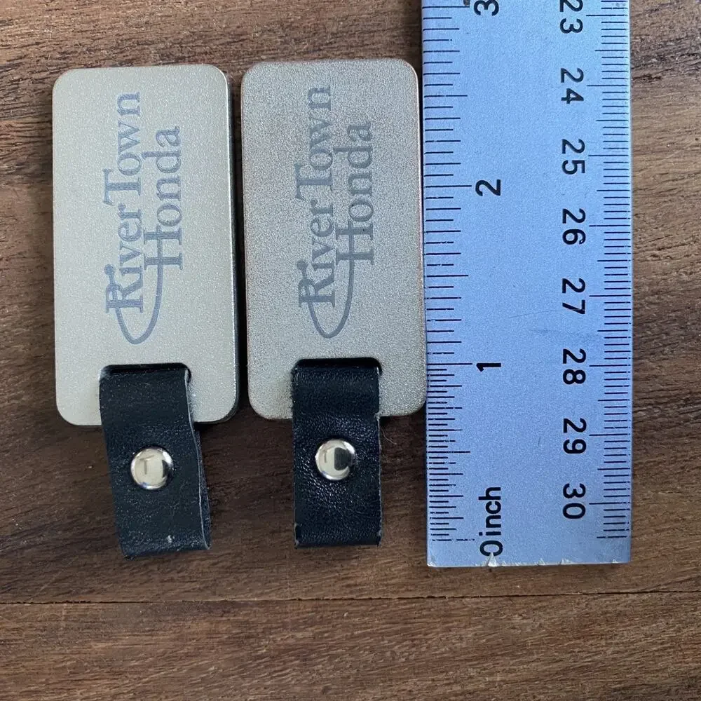 2 River Town Honda Michigan Dealership Keychain Key Snap Metal Leather Vintage